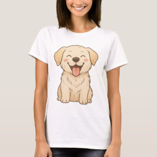 Happy Puppy Vibes - Schattigee handgetekende hond T-shirt