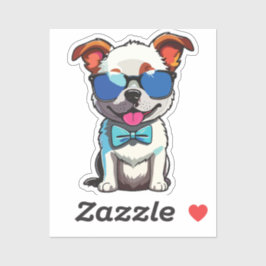 Happy puppy with glasses sticker