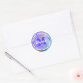Happy Purim Agate Glitter Monogram Kosher Info Ronde Sticker (Envelop)