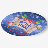 Happy Purim Blue Megillah Grogger Hamantaschen Papieren Bordje (Gekanteld)