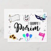 Happy Purim Briefkaart (Voorkant / Achterkant)