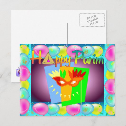 Happy Purim-Briefkaart Briefkaart (Voorkant / Achterkant)