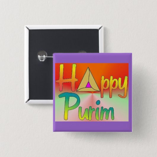 Happy Purim Button (Voorkant /achterkant)