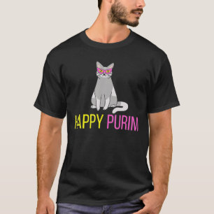 Happy Purim Cat Funny Costume Jewish Holiday Purim T-shirt