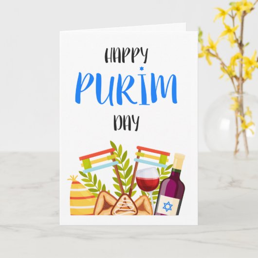 Happy Purim - Chag Purim Kaart (Gele Bloem)
