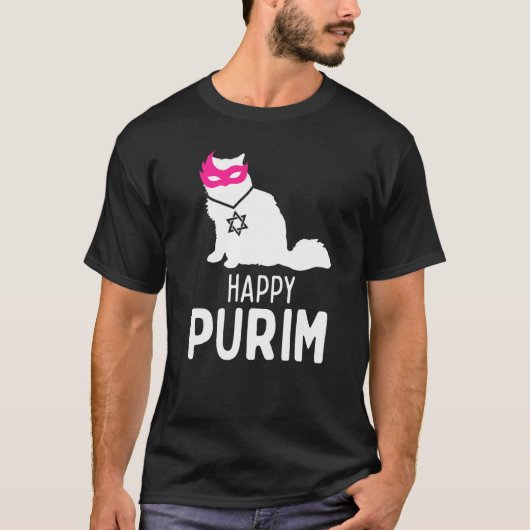Happy Purim Costume Idea Cat Hebrew Jewish Holida T-shirt (Voorkant)