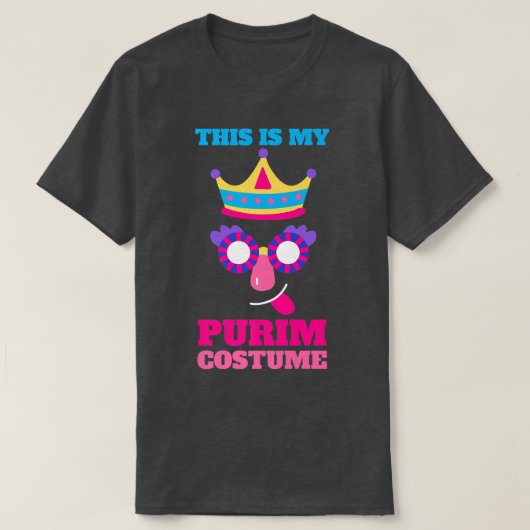 Happy Purim Costume Idea Cute Mask Hebrew Jwish H T-shirt (Design voorkant)