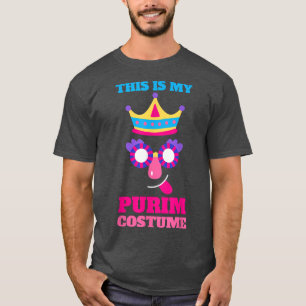 Happy Purim Costume Idea Cute Mask Hebrew Jwish H T-shirt