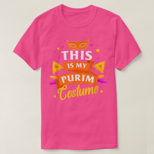 Happy Purim Costume Idea Cute Mask Hebrew Jwish H T-shirt (Design voorkant)