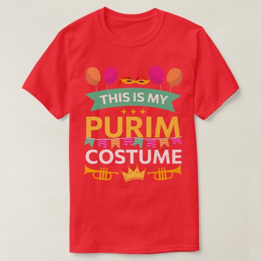 Happy Purim Costume Idea Cute Mask Hebrew Jwish H T-shirt (Design voorkant)
