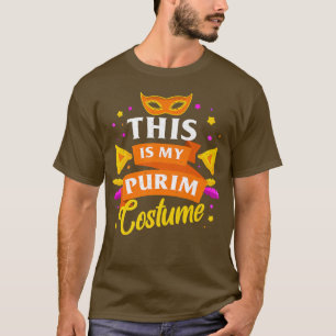 Happy Purim Costume Idea Cute Mask Hebrew Jwish H T-shirt