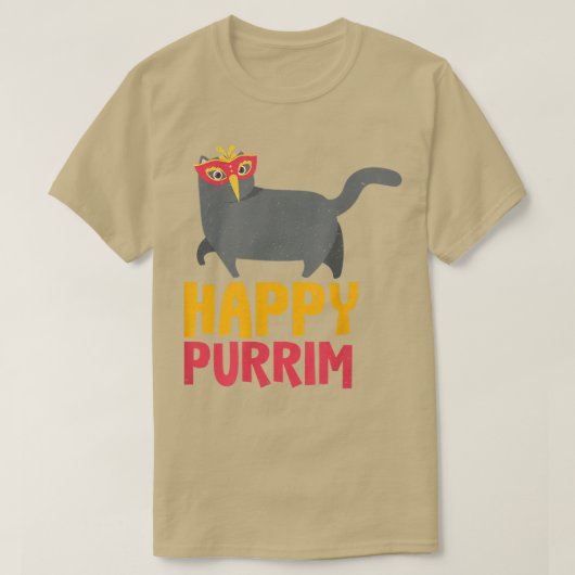 Happy Purim Costume Idea Funny Cat Hebrew Joods H T-shirt (Design voorkant)