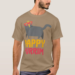 Happy Purim Costume Idea Funny Cat Hebrew Joods H T-shirt