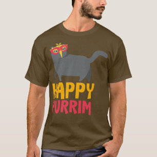 Happy Purim Costume Idea Funny Cat Hebrew Joods H T-shirt