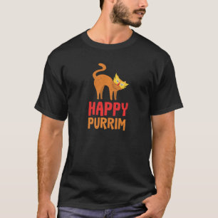 Happy Purim Costume Idea Funny Cat Hebrew Joods H T-shirt