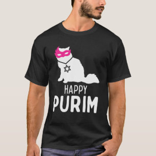 Happy Purim Costume Idea Funny Cat Hebrew Joods H T-shirt
