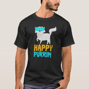 Happy Purim Costume Idea Funny Cat Hebrew Joods H T-shirt