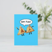 Happy Purim Cute Smiling Hamentaschen Cartoon Briefkaart (Staand voorkant)