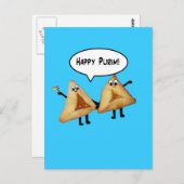 Happy Purim Cute Smiling Hamentaschen Cartoon Briefkaart (Voorkant / Achterkant)