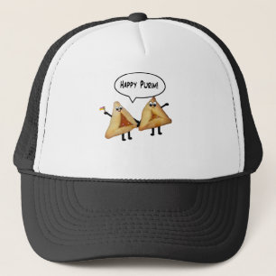 Happy Purim Cute Smiling Hamentaschen Cartoon Trucker Pet