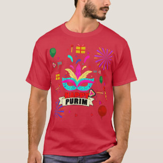 Happy Purim Day Jewish Holiday Adult Mardi Gras Te T-shirt