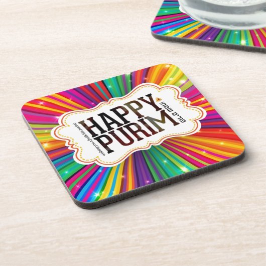 happy purim drankjes onderzetter (Linkerzijde)