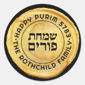 Happy Purim Elegant GOLD Royal Seal Ronde Sticker (Voorkant)