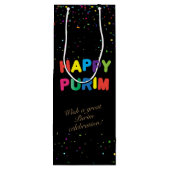Happy Purim Festival cadeaus voor mandje Wijn Cadeautas (Achterkant)