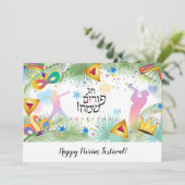 Happy Purim Festival Feestdagenkaart (Staand voorkant)