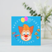 Happy Purim Festival Funny Clown Kinder Party Kaart (Staand voorkant)