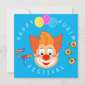 Happy Purim Festival Funny Clown Kinder Party Kaart (Voorkant)