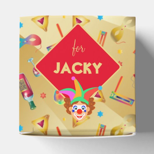 Happy Purim Festival Funny Toys Pattern Kinder Par Bedankdoosjes (Bovenkant)