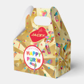 Happy Purim Festival Funny Toys Pattern Kinder Par Bedankdoosjes (Achterkant)