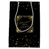 Happy Purim Festival geeft feestdag Gold Confetti Medium Cadeauzakje (Achterkant)