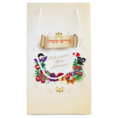 Happy Purim Festival geeft  feestdag in mandje Klein Cadeauzakje (Achterkant)