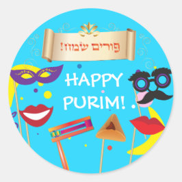 Happy Purim Festival geeft maskers feestdag Ronde Sticker