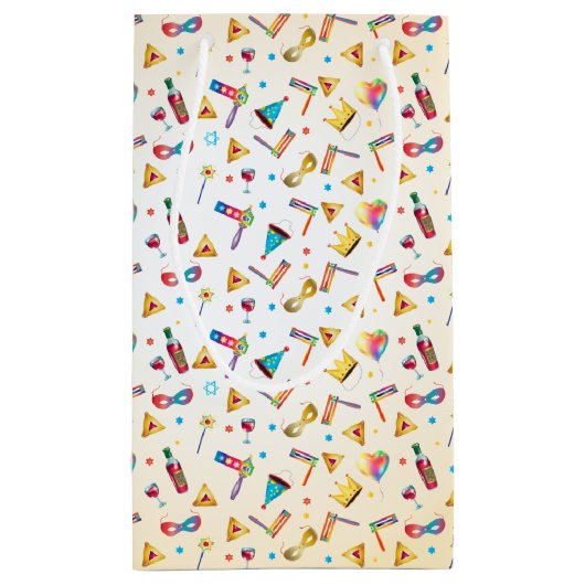 Happy Purim Festival geeft Pattern  Holiday Klein Cadeauzakje (Achterkant)