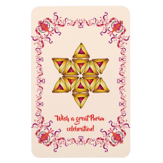 Happy Purim Festival Hamantaschen koekjes  Magneet (Verticaal)