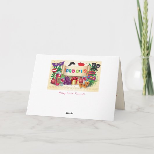 Happy Purim Festival Hamantaschen & Rashan Hebrew Feestdagen Kaart (Achterkant)