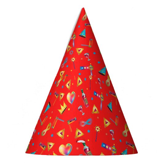 Happy Purim Festival Kinder Party Gifts Red Patter Feesthoedjes (Links)