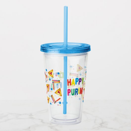 Happy Purim Festival Kinder Party Pattern Holiday Acryl Drinkbeker (Rechts)