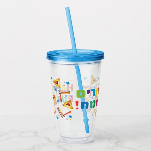 Happy Purim Festival Kinder Party Pattern Holiday Acryl Drinkbeker (Links)