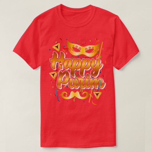Happy Purim Festival Mask Mustache T-shirt (Design voorkant)