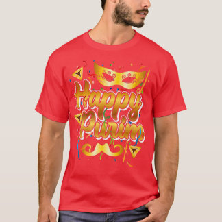 Happy Purim Festival Mask Mustache T-shirt