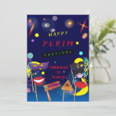 Happy Purim Festival Masquerade Kinder Partij Feestdagenkaart (Staand voorkant)