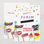 Happy Purim Festival Masquerade Kinder Partij Feestdagenkaart (Voorkant / Achterkant)