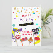 Happy Purim Festival Masquerade Kinder Partij Feestdagenkaart (Staand voorkant)