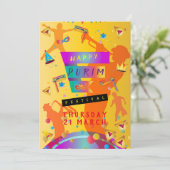 Happy Purim Festival Masquerade Kinder Partij Feestdagenkaart (Staand voorkant)