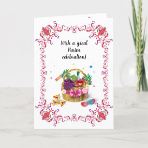 Happy Purim Festival Purim mand  Feestdagen Kaart