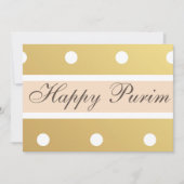Happy Purim Flat Wenskaart Gold Polka Dots Feestdagenkaart (Voorkant)